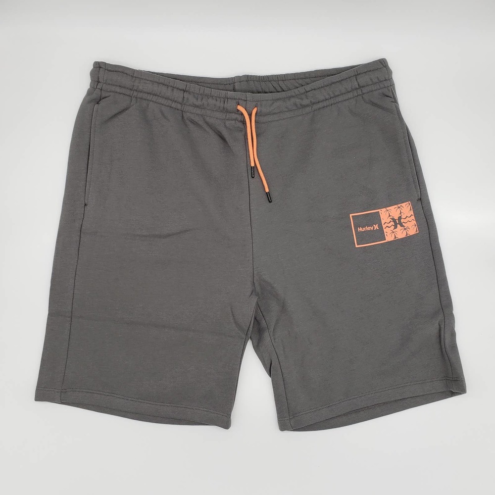 Hurley Men's Gray Flat Front Pockets Drawstring Active Wear Athletic Shorts XL